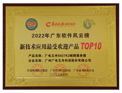 2022年广东软件风云榜新技术应用最受欢迎产品TOP10